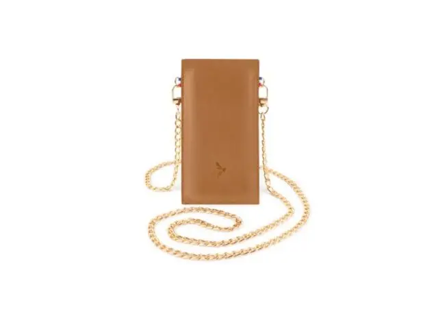 La Guêpe - Pochette Galaxy S25+ en cuir gold avec chainette – PM-051-02 Sans personnalisation