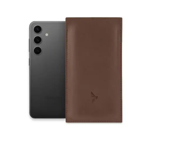 La Guêpe - Pochette Galaxy S25+ en cuir marron – PM-051-01 Sans personnalisation