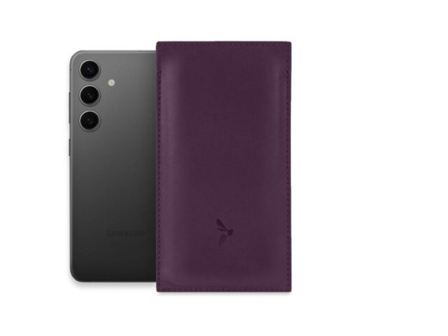 La Guêpe - Pochette Galaxy S25+ en cuir myrtille – PM-051-01 Sans personnalisation