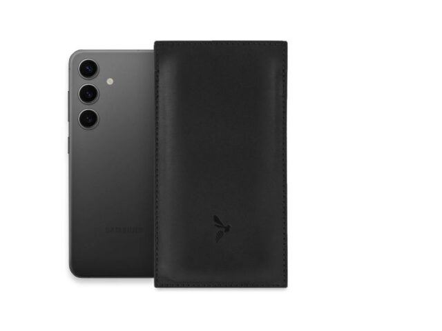 La Guêpe - Pochette Galaxy S25+ en cuir noir – PM-051-01 Sans personnalisation