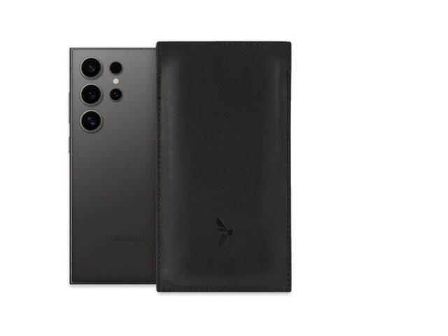 La Guêpe - Pochette Galaxy S25 Ultra en cuir noir – PM-052-01 Sans personnalisation