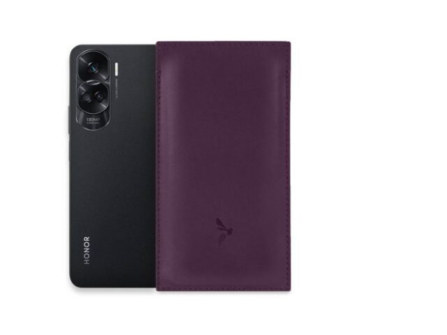 La Guêpe - Pochette Honor 90 Lite en cuir myrtille – PM-061-01 Sans personnalisation