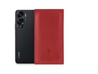 La Guêpe - Pochette Honor 90 Lite en cuir rouge  PM-061-01 Sans personnalisation