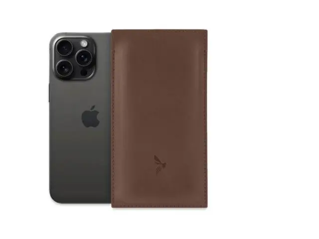 La Guêpe - Pochette iPhone 14 Pro en cuir marron – PM-049-01 Sans personnalisation