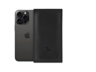 La Guêpe - Pochette iPhone 14 Pro en cuir noir – PM-049-01 Sans personnalisation