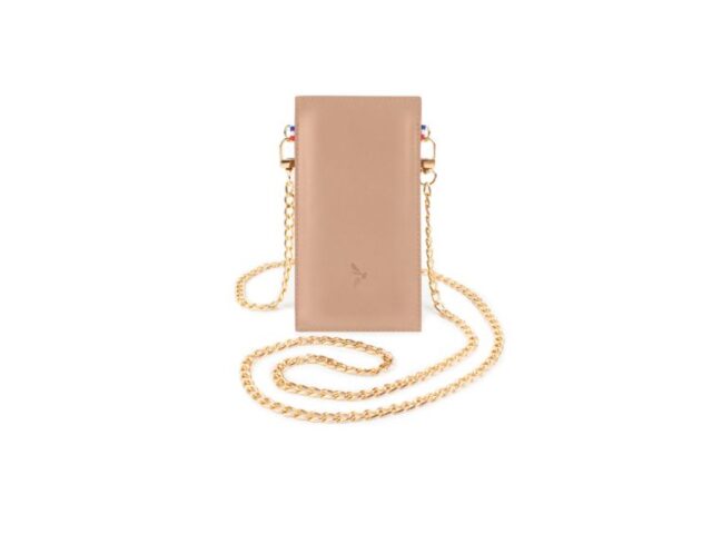 La Guêpe - Pochette iPhone 14 Pro en cuir rosa avec chainette – PM-049-02 Sans personnalisation