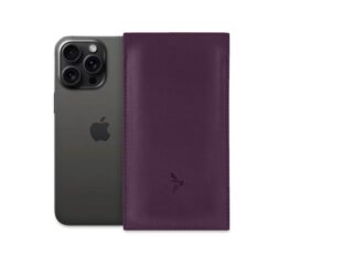 La Guêpe - Pochette iPhone 15 Pro  en cuir myrtille – PM-048-01 Sans personnalisation