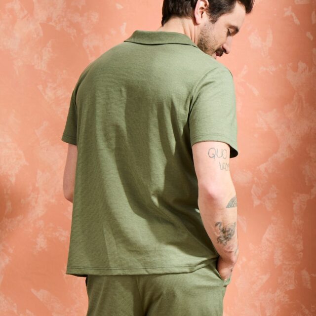 Lemahieu - Polo lin/coton - Kaki - Homme