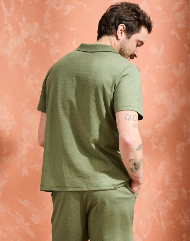 Lemahieu - Polo lin/coton - Kaki - Homme