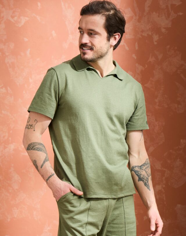 Lemahieu - Polo lin/coton - Kaki - Homme