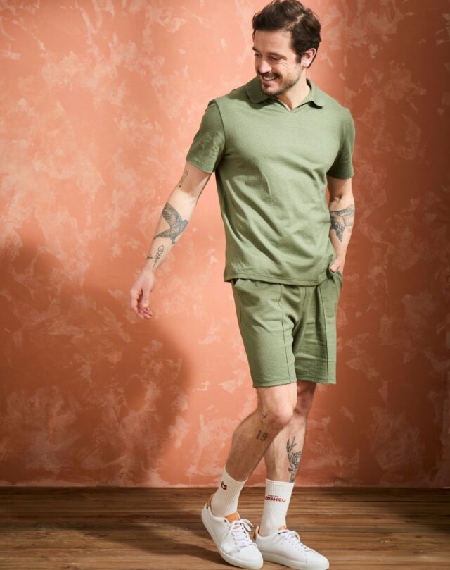 Lemahieu - Polo lin/coton - Kaki - Homme