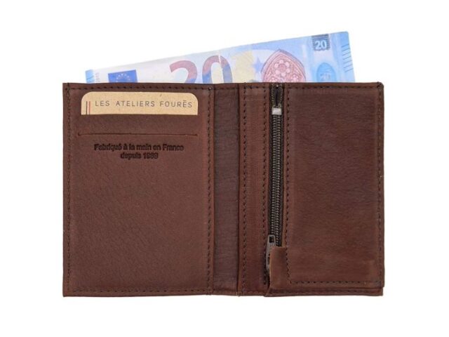 La Guêpe - Petite Maroquinerie - Porte carte 2 volets en cuir cognac - 921