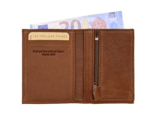 La Guêpe - Petite Maroquinerie - Porte carte 2 volets en cuir fauve - 921