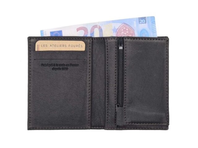La Guêpe - Petite Maroquinerie - Porte carte 2 volets en cuir noir - 921
