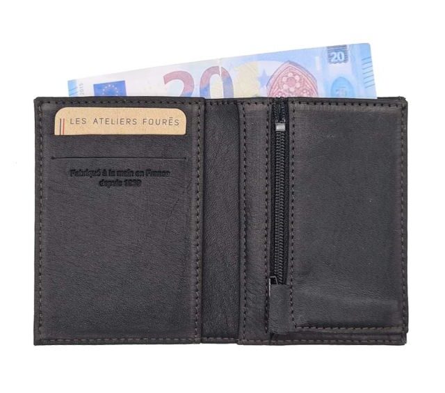 La Guêpe - Petite Maroquinerie - Porte carte 2 volets en cuir noir - 921