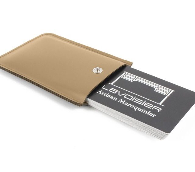 Lavoisier Maroquinier - Porte-carte de visite en cuir beige - PV500