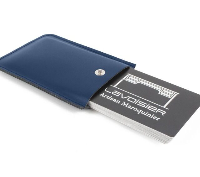 Lavoisier Maroquinier - Porte-carte de visite en cuir bleu - PV500