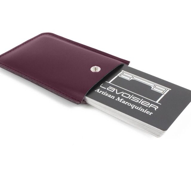 Lavoisier Maroquinier - Porte-carte de visite en cuir bordeaux - PV500