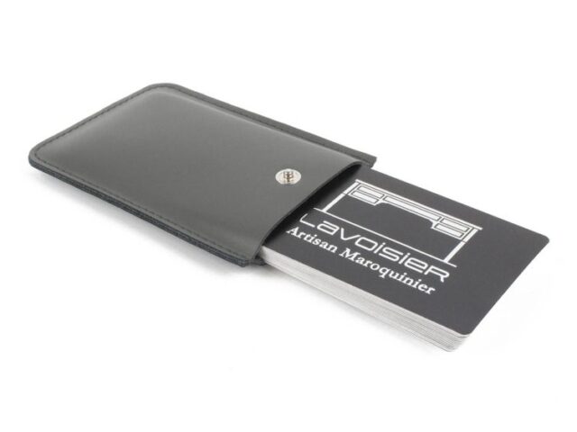 Lavoisier Maroquinier - Porte-carte de visite en cuir gris - PV500