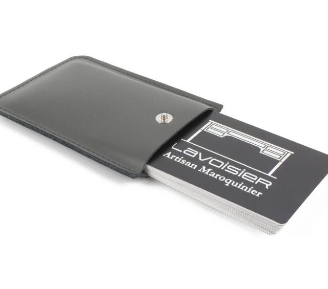 Lavoisier Maroquinier - Porte-carte de visite en cuir gris - PV500