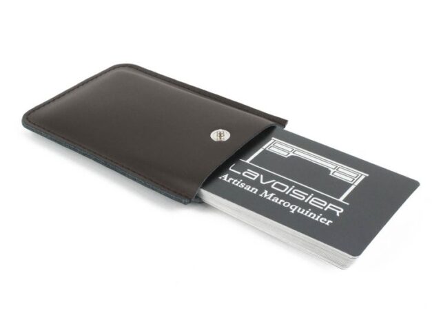Lavoisier Maroquinier - Porte-carte de visite en cuir marron foncé - PV500