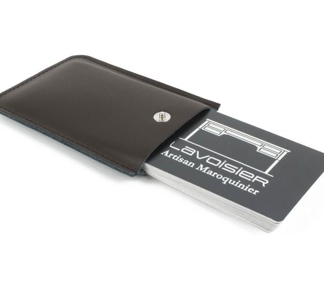 Lavoisier Maroquinier - Porte-carte de visite en cuir marron foncé - PV500