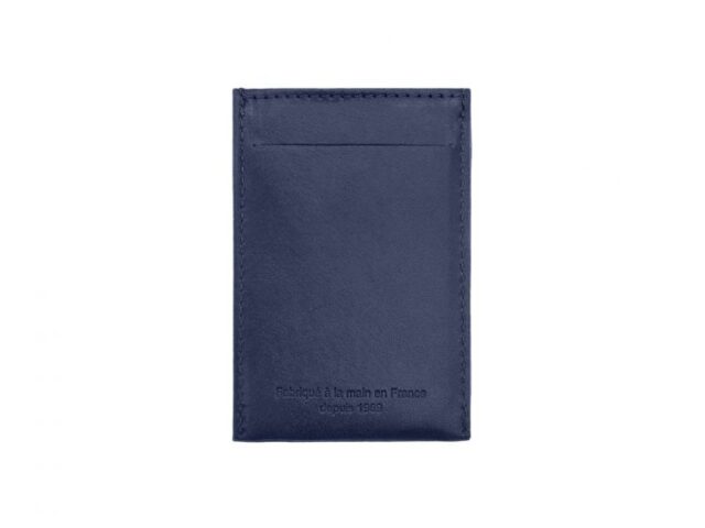 La Guêpe - Petite Maroquinerie - Porte-carte en cuir bleu - 3 cartes - anti RFID - B01 X