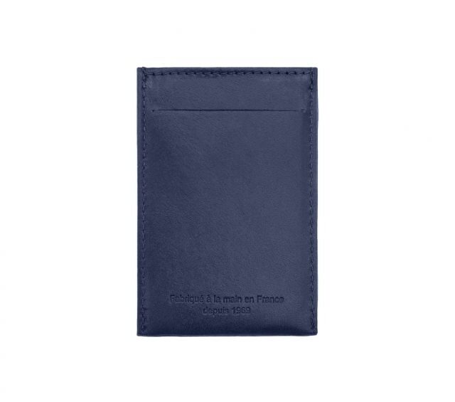 La Guêpe - Petite Maroquinerie - Porte-carte en cuir bleu - 3 cartes - anti RFID - B01 X