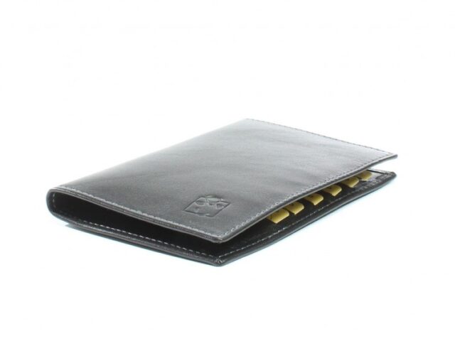 La Guêpe - Petite Maroquinerie - Porte-cartes en cuir de veau noir 12 Cartes - 120