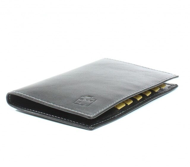 La Guêpe - Petite Maroquinerie - Porte-cartes en cuir de veau noir 12 Cartes - 120