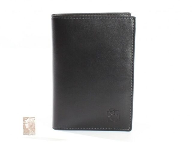 La Guêpe - Petite Maroquinerie - Porte-cartes en cuir de veau noir 12 Cartes - 120