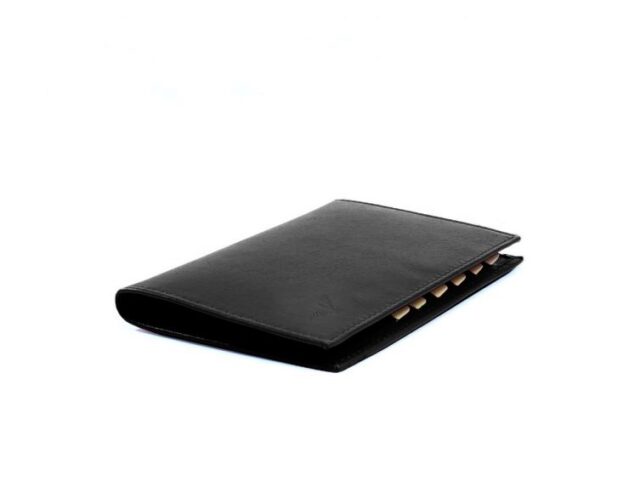 La Guêpe - Petite Maroquinerie - Porte-cartes en cuir de veau noir 12 Cartes - 120