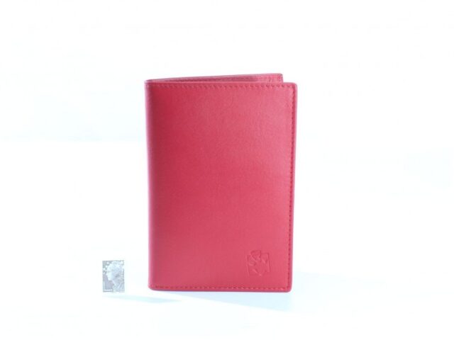 La Guêpe - Petite Maroquinerie - Porte-cartes en cuir de veau rouge 12 Cartes - 120