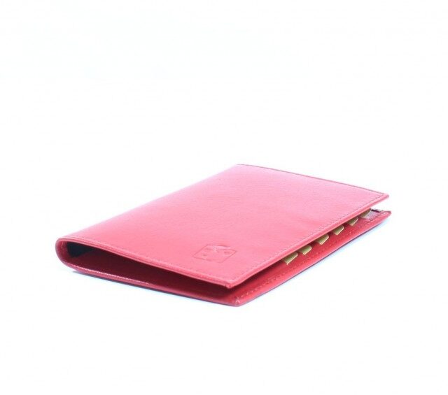 La Guêpe - Petite Maroquinerie - Porte-cartes en cuir de veau rouge 12 Cartes - 120