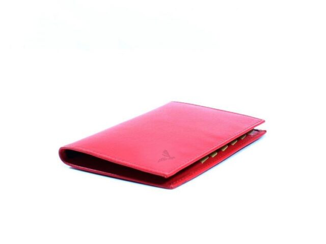 La Guêpe - Petite Maroquinerie - Porte-cartes en cuir de veau rouge 12 Cartes - 120