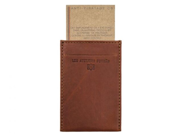La Guêpe - Petite Maroquinerie - Porte-carte en cuir fauve - 3 cartes - anti RFID - B01 X