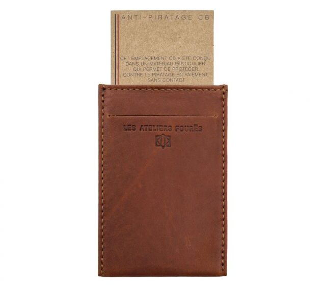 La Guêpe - Petite Maroquinerie - Porte-carte en cuir fauve - 3 cartes - anti RFID - B01 X