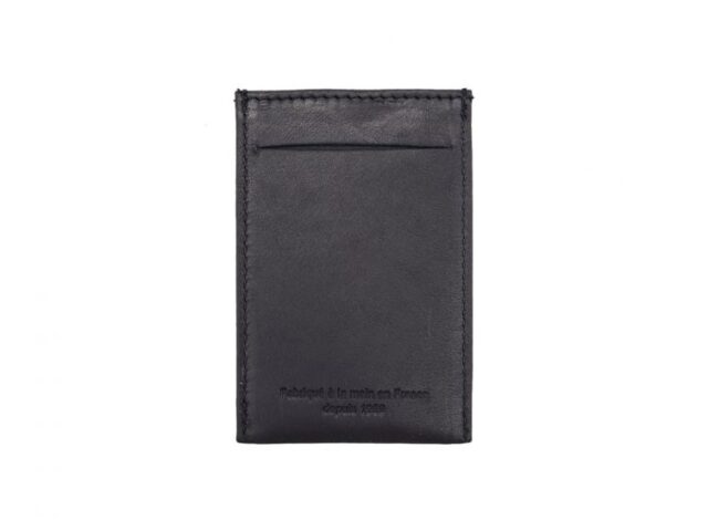 La Guêpe - Petite Maroquinerie - Porte-carte en cuir noir - 3 cartes - anti RFID - B01 X