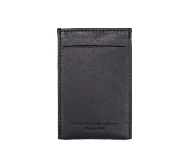 La Guêpe - Petite Maroquinerie - Porte-carte en cuir noir - 3 cartes - anti RFID - B01 X