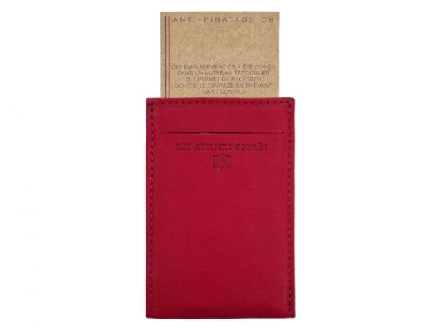 La Guêpe - Petite Maroquinerie - Porte-carte en cuir rouge - 3 cartes - anti RFID - B01 X
