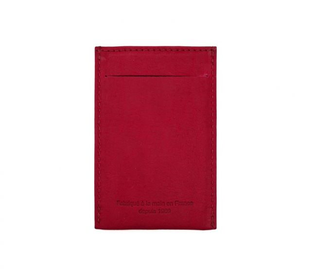 La Guêpe - Petite Maroquinerie - Porte-carte en cuir rouge - 3 cartes - anti RFID - B01 X