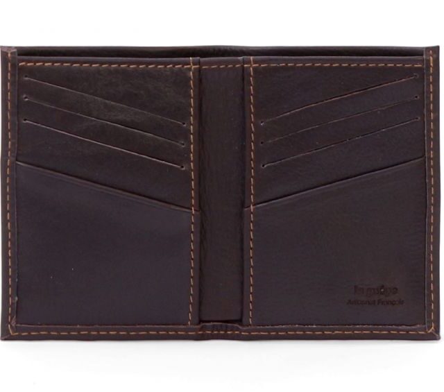 La Guêpe - Petite Maroquinerie - Porte-cartes pour homme en cuir marron 8 Cartes - 300