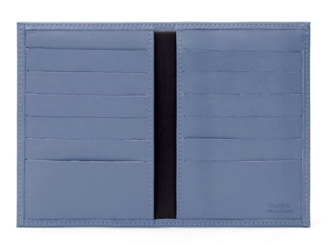 La Guêpe - Petite Maroquinerie - Porte-cartes double bleu de prusse- 120