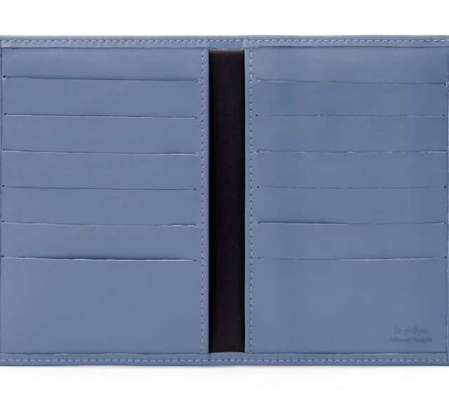 La Guêpe - Petite Maroquinerie - Porte-cartes double bleu de prusse- 120