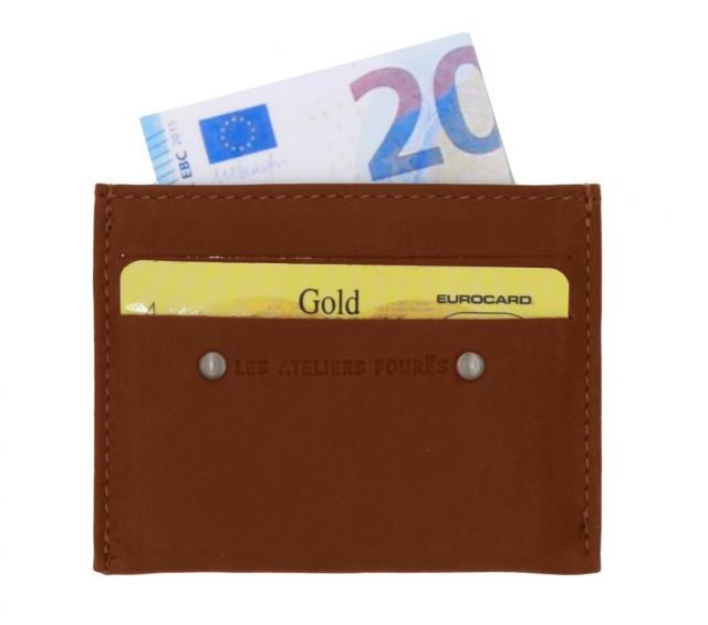 La Guêpe - Petite Maroquinerie - Porte-cartes 4 cartes anti-rfid en cuir cognac - 930 X