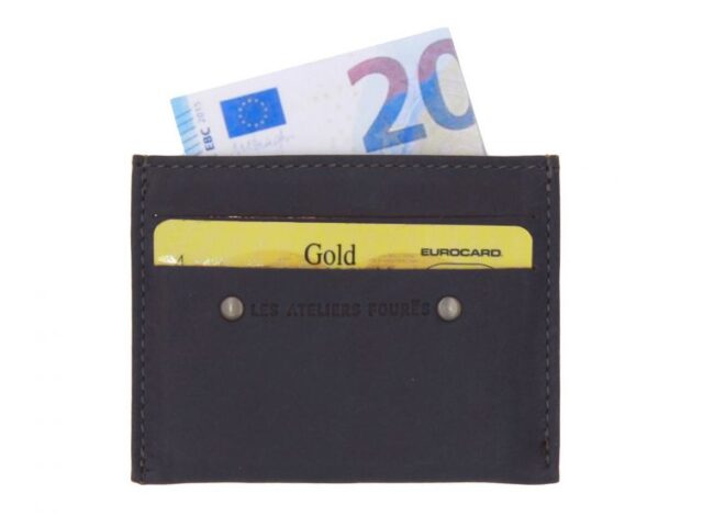 La Guêpe - Petite Maroquinerie - Porte-cartes 4 cartes anti-rfid en cuir marine - 930 X