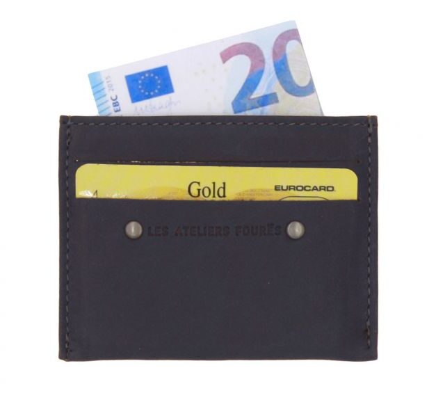 La Guêpe - Petite Maroquinerie - Porte-cartes 4 cartes anti-rfid en cuir marine - 930 X