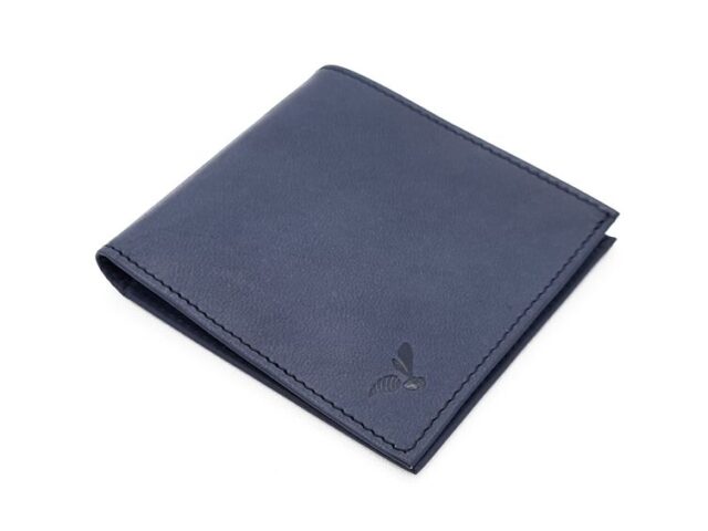 La Guêpe - Petite Maroquinerie - Porte-cartes à l'italienne "Luxe" tout cuir bleu 6 Cartes - PM-011-01