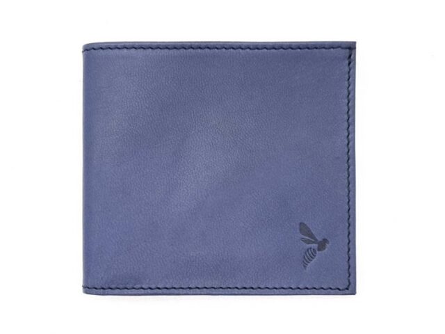 La Guêpe - Petite Maroquinerie - Porte-cartes à l'italienne "Luxe" tout cuir bleu 6 Cartes - PM-011-01