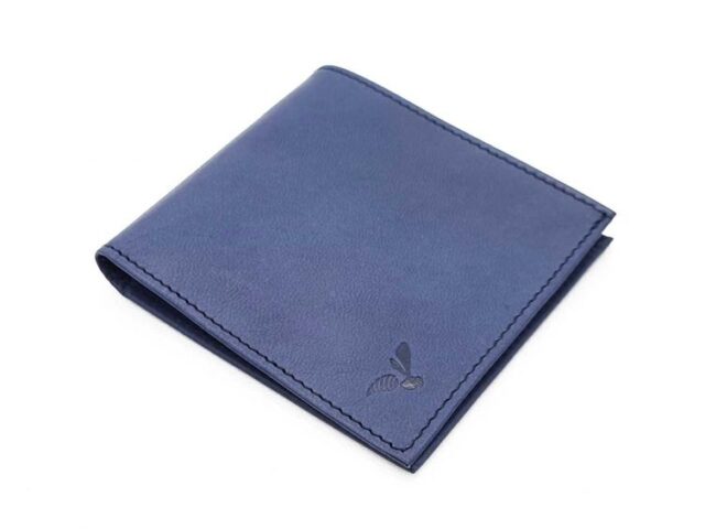 La Guêpe - Petite Maroquinerie - Porte-cartes à l'italienne "Luxe" tout cuir bleu 6 Cartes - PM-011-01